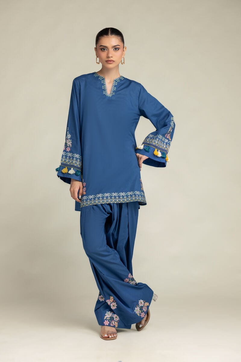 Embroidered | Cambric | Floral Blue Shalwar | USD 40.00