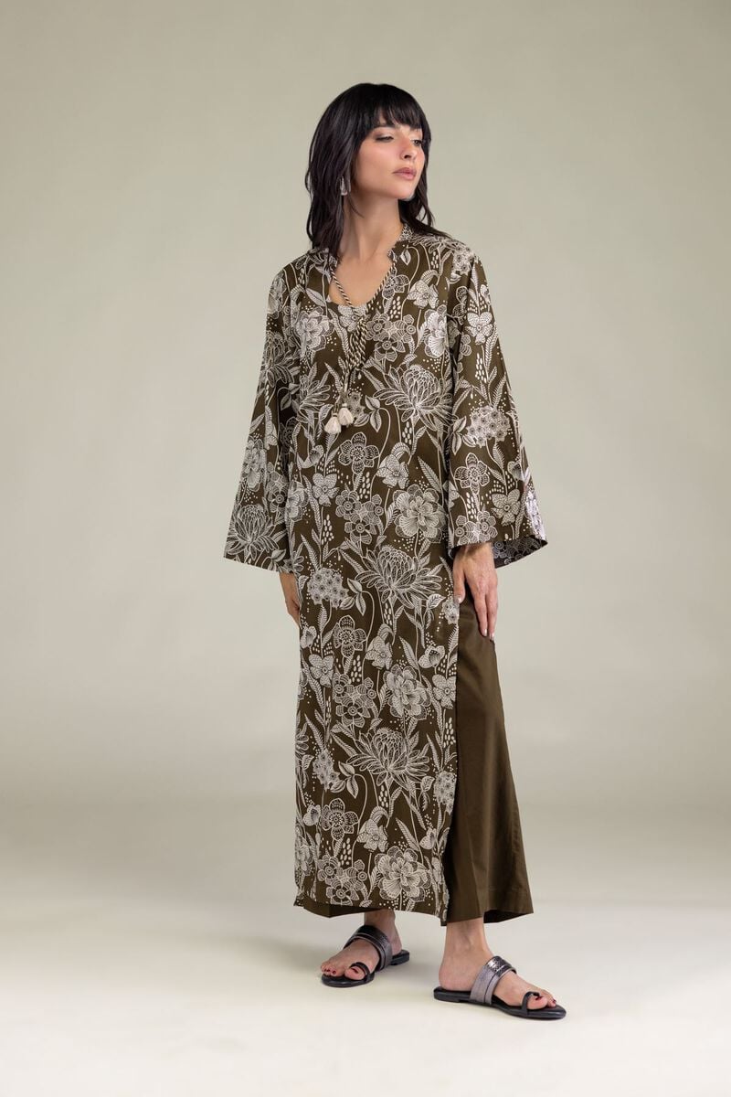 Dyed | Cambric | Floral Olive Pants | USD 25.00