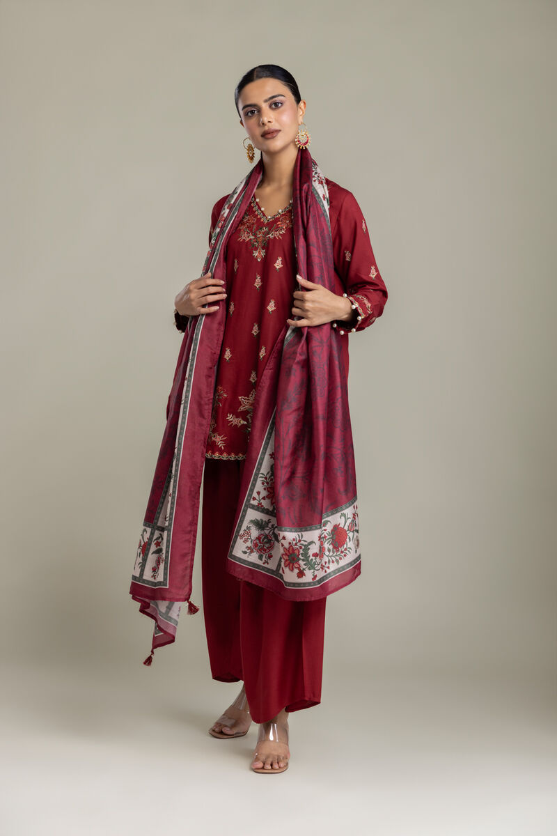 Embroidered | Polyester Silk | Floral Silk Dupatta | USD 35.00