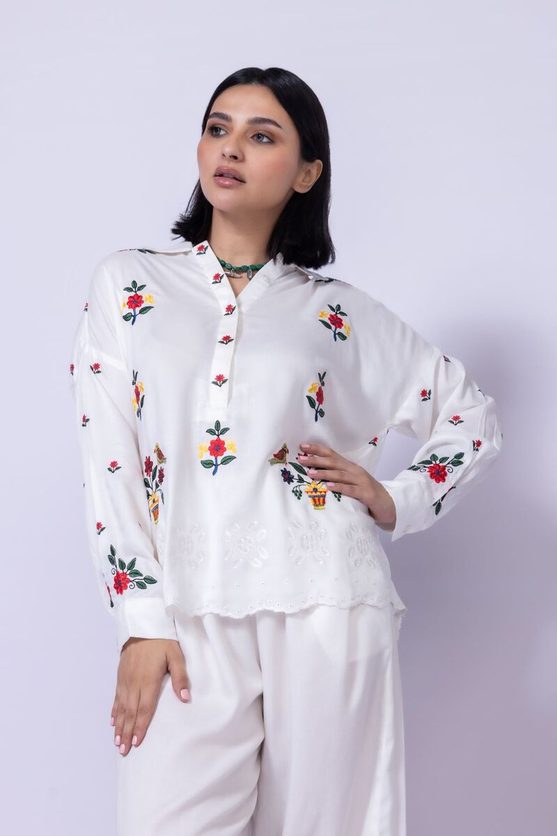 Embroidered | Viscose Crepe | Blouse | null
