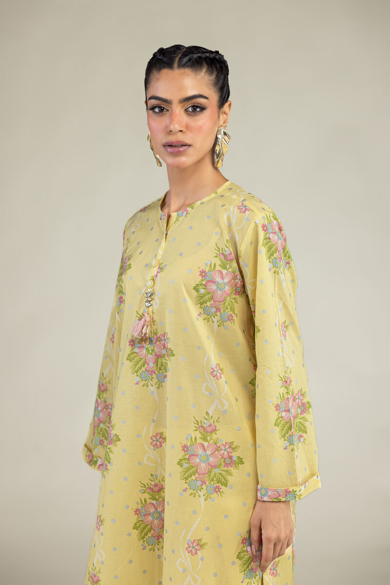 Printed | Cambric | Floral Yellow Kurta | USD 35.00