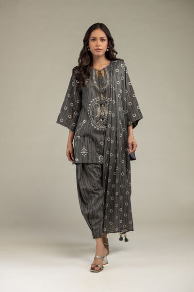 Printed | Cotton Dobby | Gray Cotton Shalwar  | USD 25.00