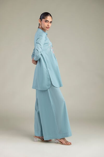 Embroidered | Cambric | Light Blue Pants | USD 30.00