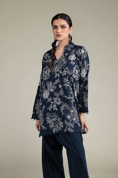 Embroidered | Cambric | Floral Threadwork Kurta | USD 40.00