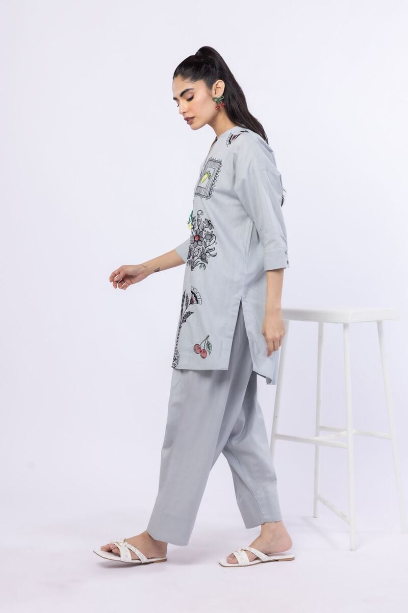 Embroidered | Crosshatch Poplin | Kurta | USD 15.00