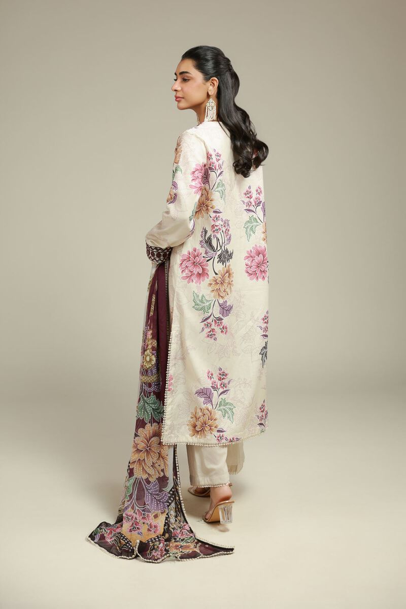 Embroidered | Satin | 3-Piece Tailored Set | USD 75.00