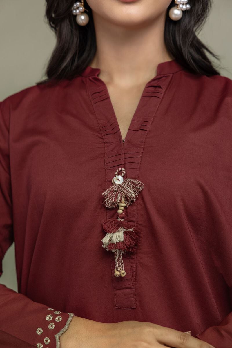 Cambric | Maroon Floral Kurta | USD 45.00