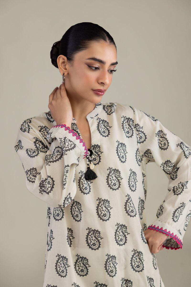 Printed | Textured Weave | Short Paisley Kurta | USD 35.00