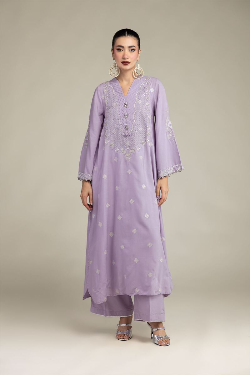 Embroidered | Raw Silk | Solid Lavender Pants | USD 30.00