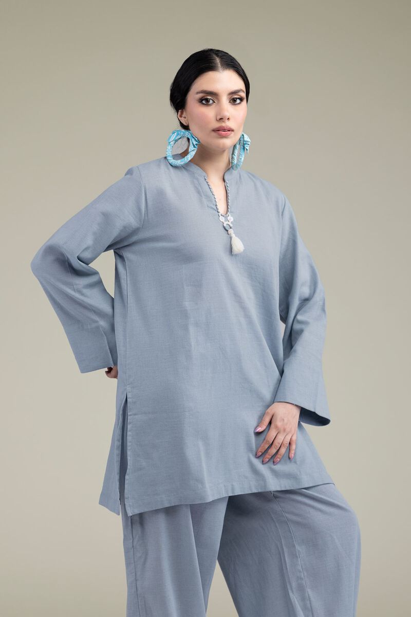 Dyed | Blended Linen | Short Solid Kurta  | USD 35.00