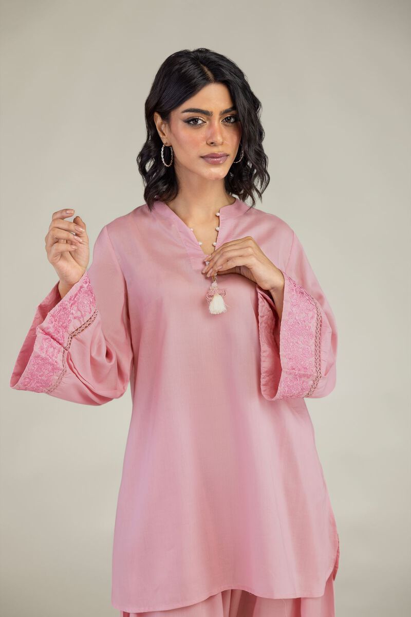 Embroidered | Lyocell | Short V-Neck Kurta | USD 40.00