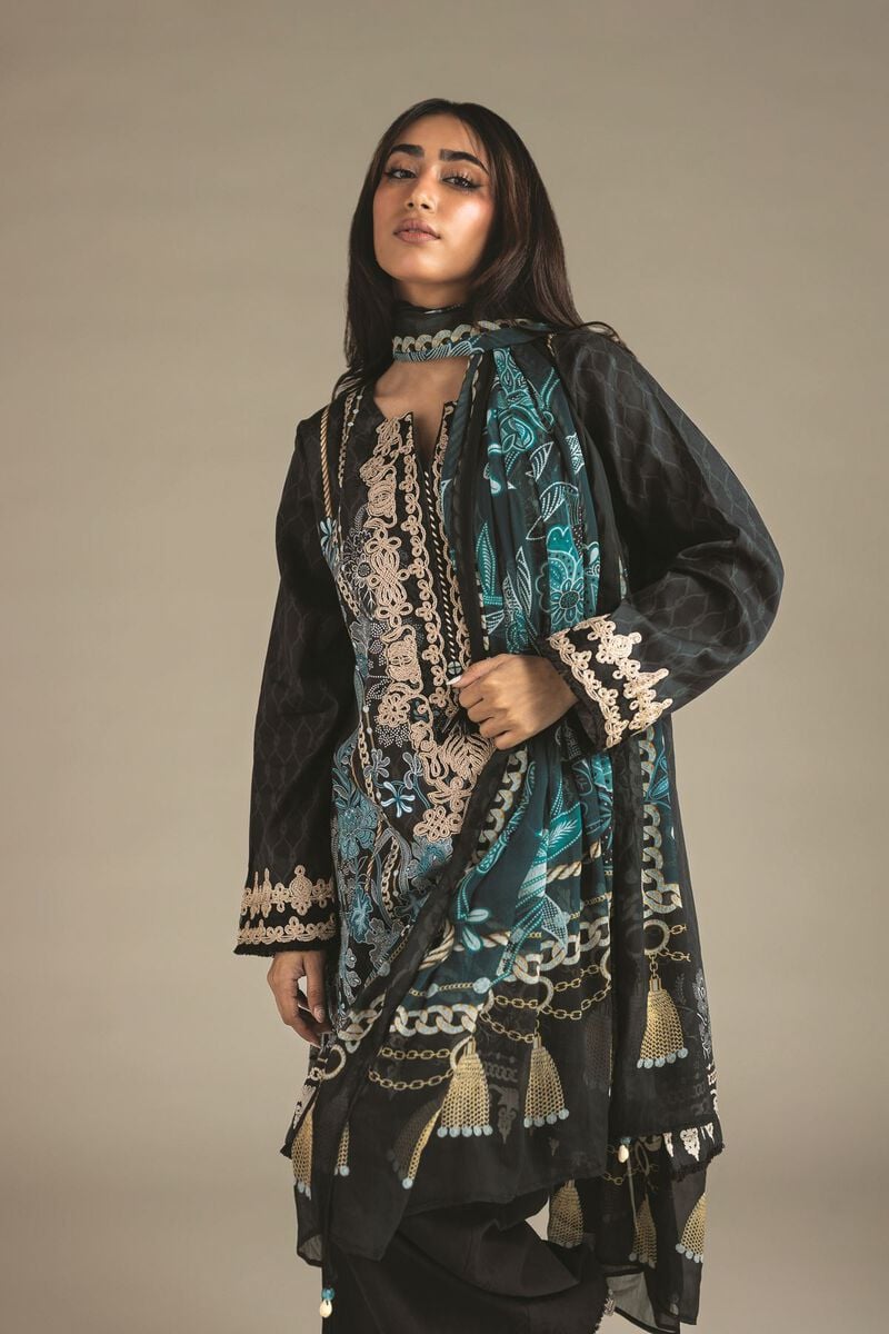 Embroidered | Satin | Three-Piece Tailored Suit | USD 75.00