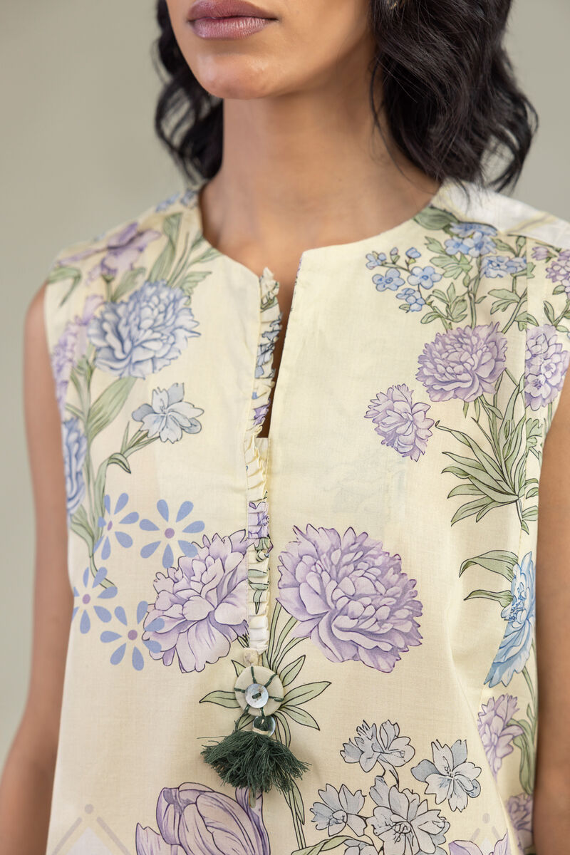 Embroidered | Cambric | Floral Sleeveless Kurta | USD 35.00