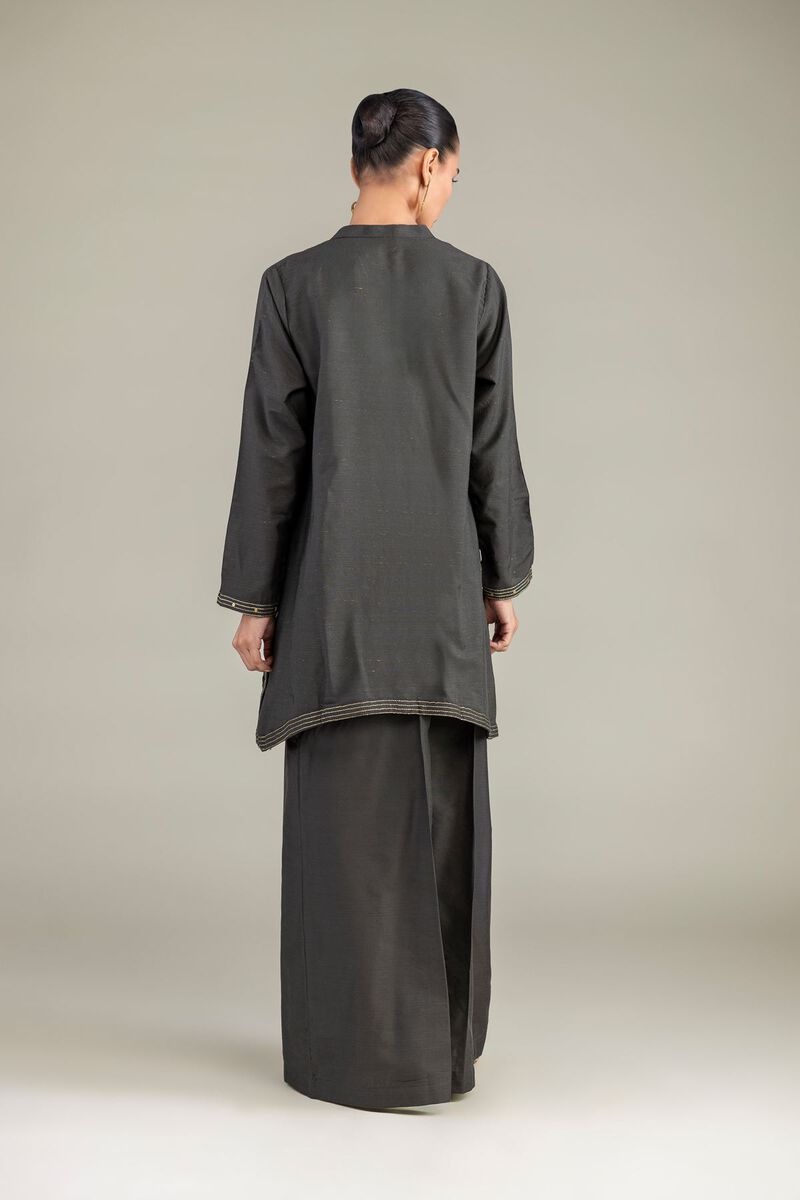 Dyed | Mesuri Silk | V-Neck Longline Kurta | USD 35.00