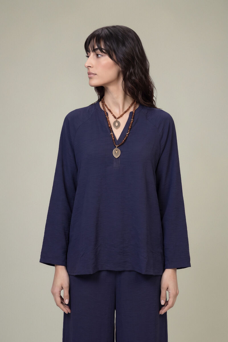 Dyed | Textured Georgette | V-Neck Solid Tunic | USD 40.00