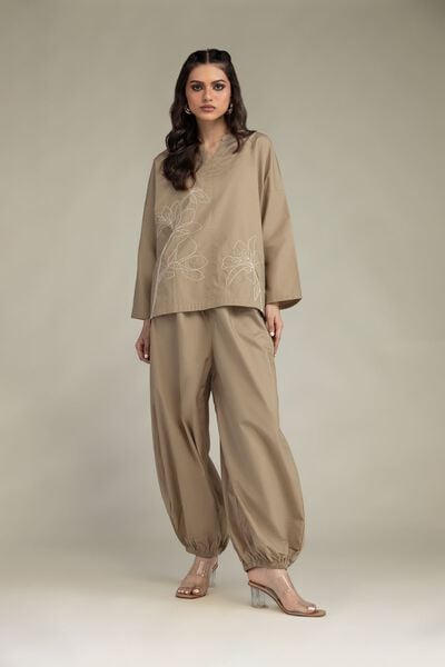 Embroidered | Poplin | Solid Poplin Trousers | USD 30.00