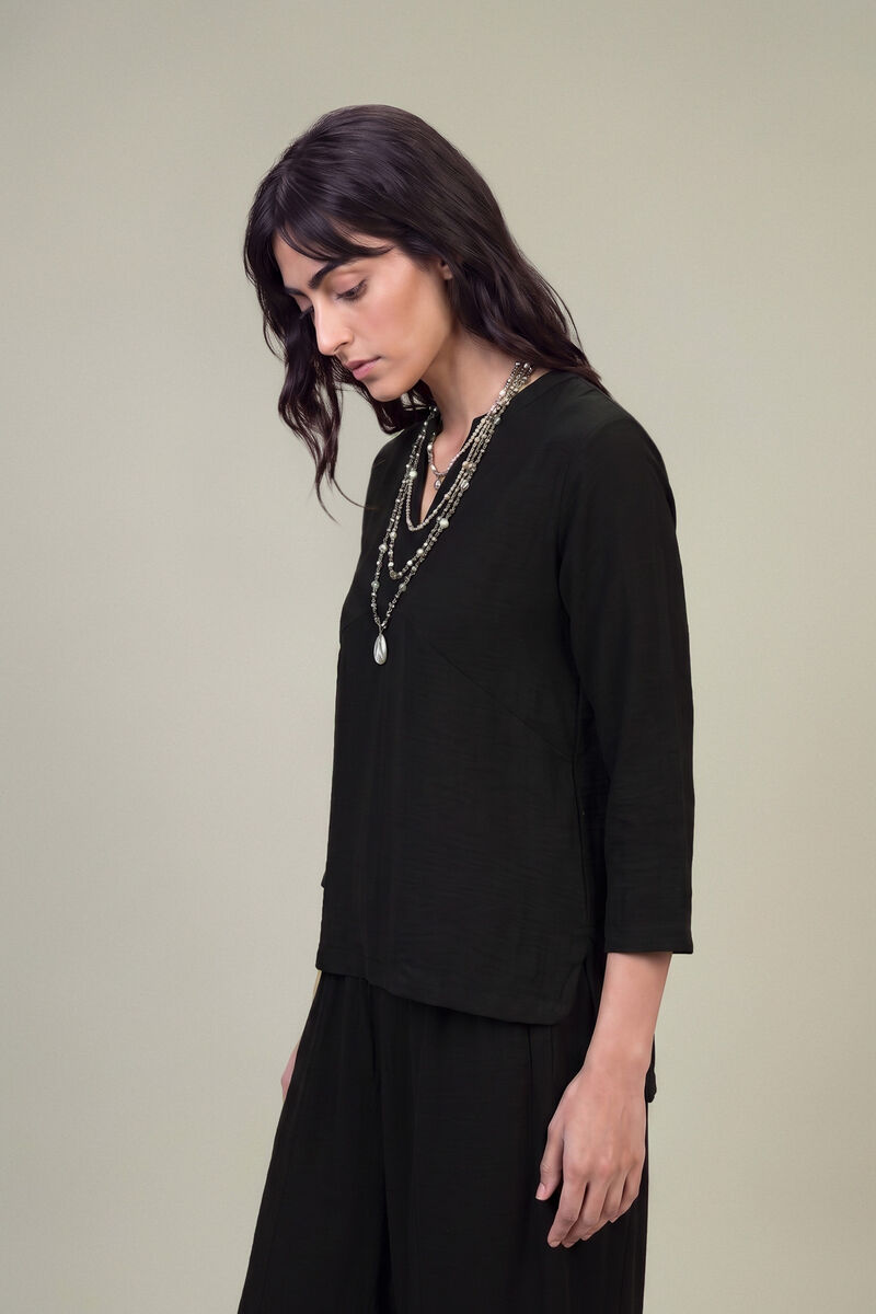Dyed | Textured Georgette | Solid Black Tunic | USD 40.00