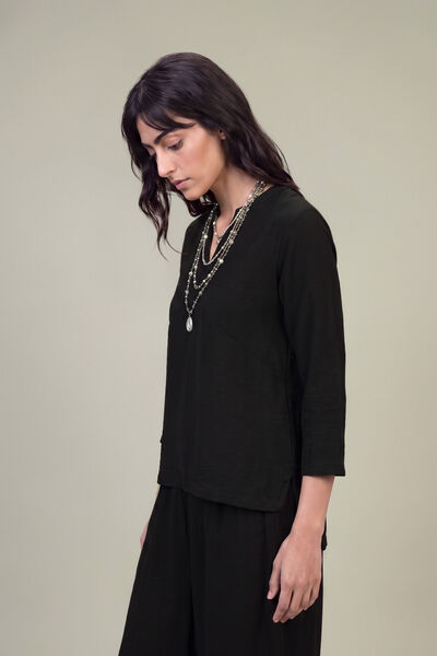 Dyed | Textured Georgette | Solid Black Tunic | USD 40.00