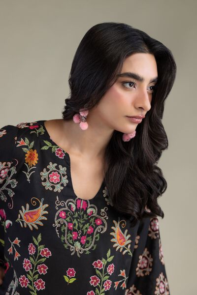 Printed | Cambric | Black Cambric Kurta | USD 35.00