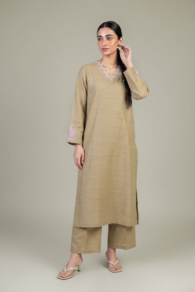 Embroidered | Light Khaddar | Beige Solid Pants | USD 30.00
