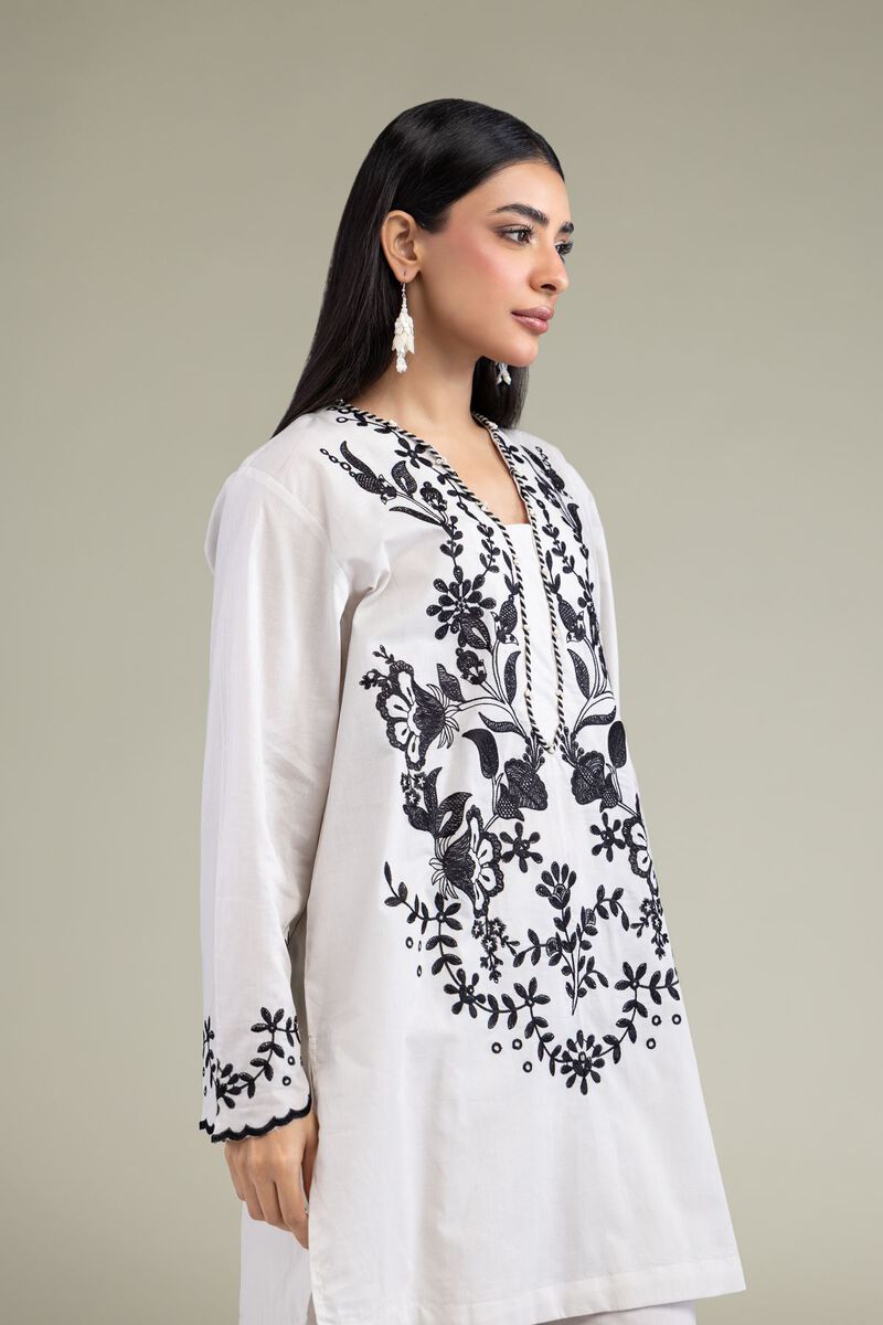 Embroidered | Cambric | Floral V-Neck Kurta | USD 35.00