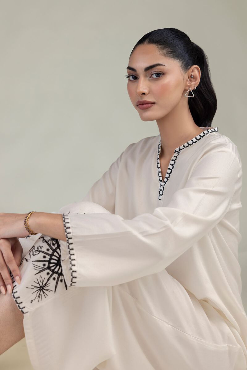 Embroidered | Viscose Crepe | Solid Viscose Tunic | USD 40.00