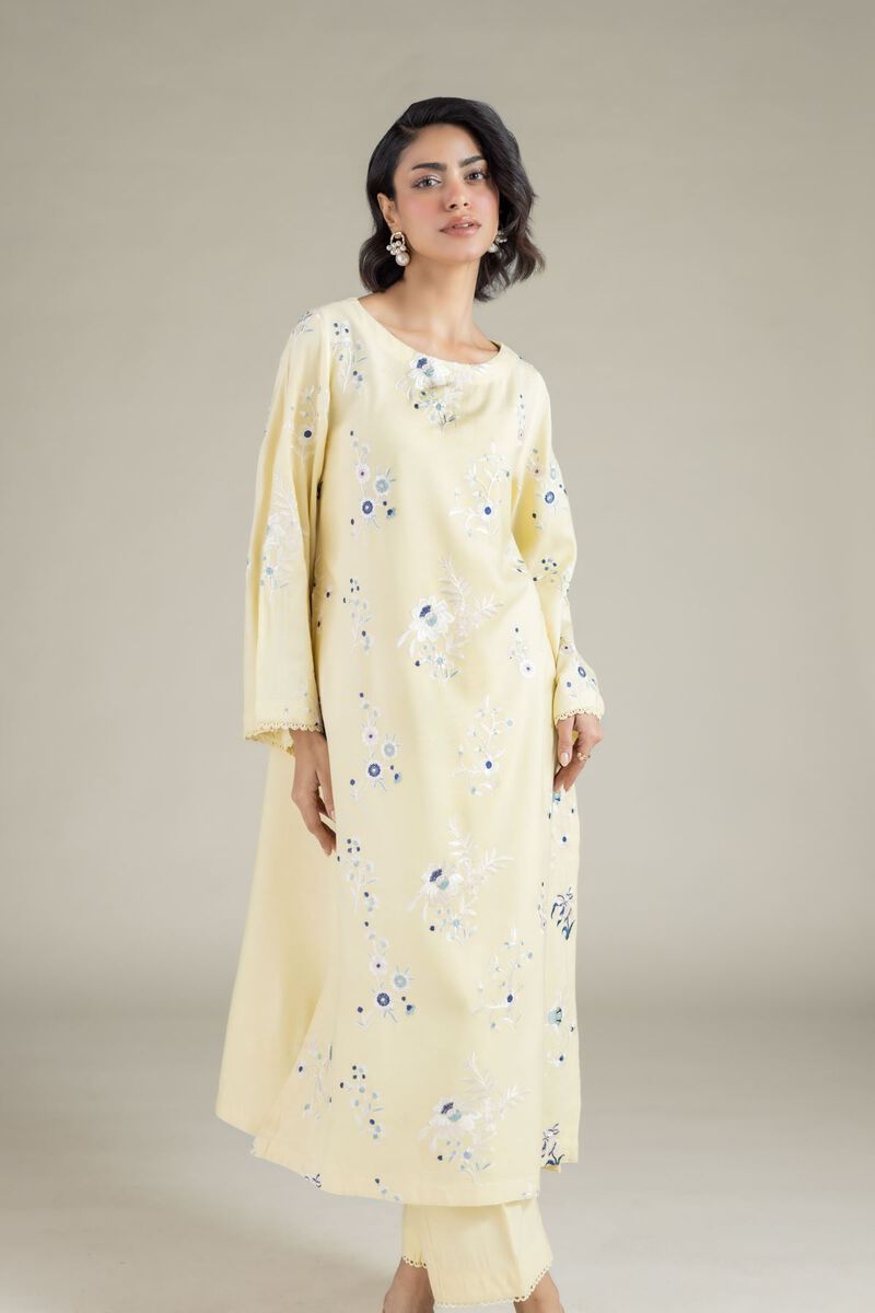 Embroidered | Heavy Blended Viscose | Floral Longline Kurta | USD 40.00