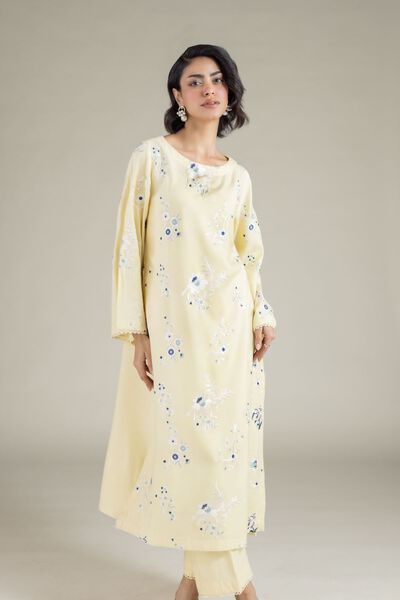 Embroidered | Heavy Blended Viscose | Floral Longline Kurta | USD 40.00