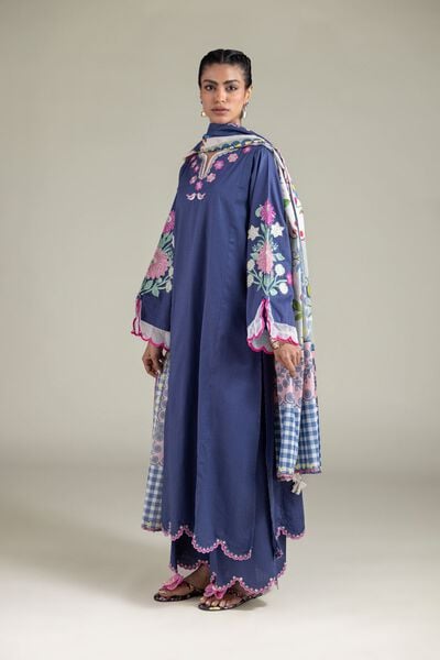 Embroidered | Textured Cotton | Pants | USD 30.00