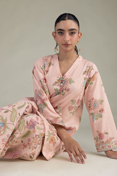 Printed | Cambric | Pink Cambric Kurta | USD 35.00