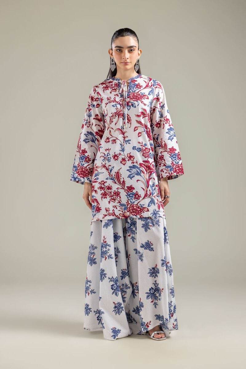 Embroidered | Cotton Dobby | White Floral Kurta | USD 35.00