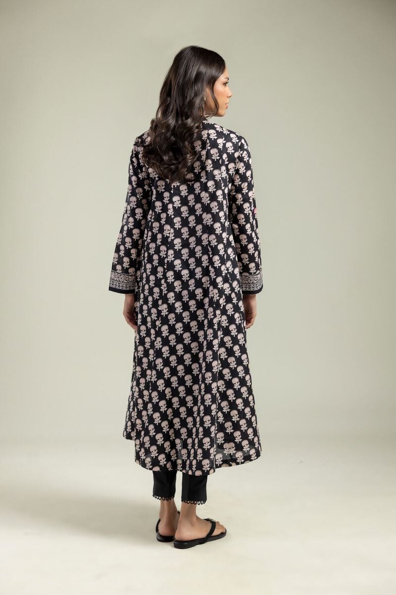 Printed | Cambric | V-Neck Black Kurta | USD 40.00
