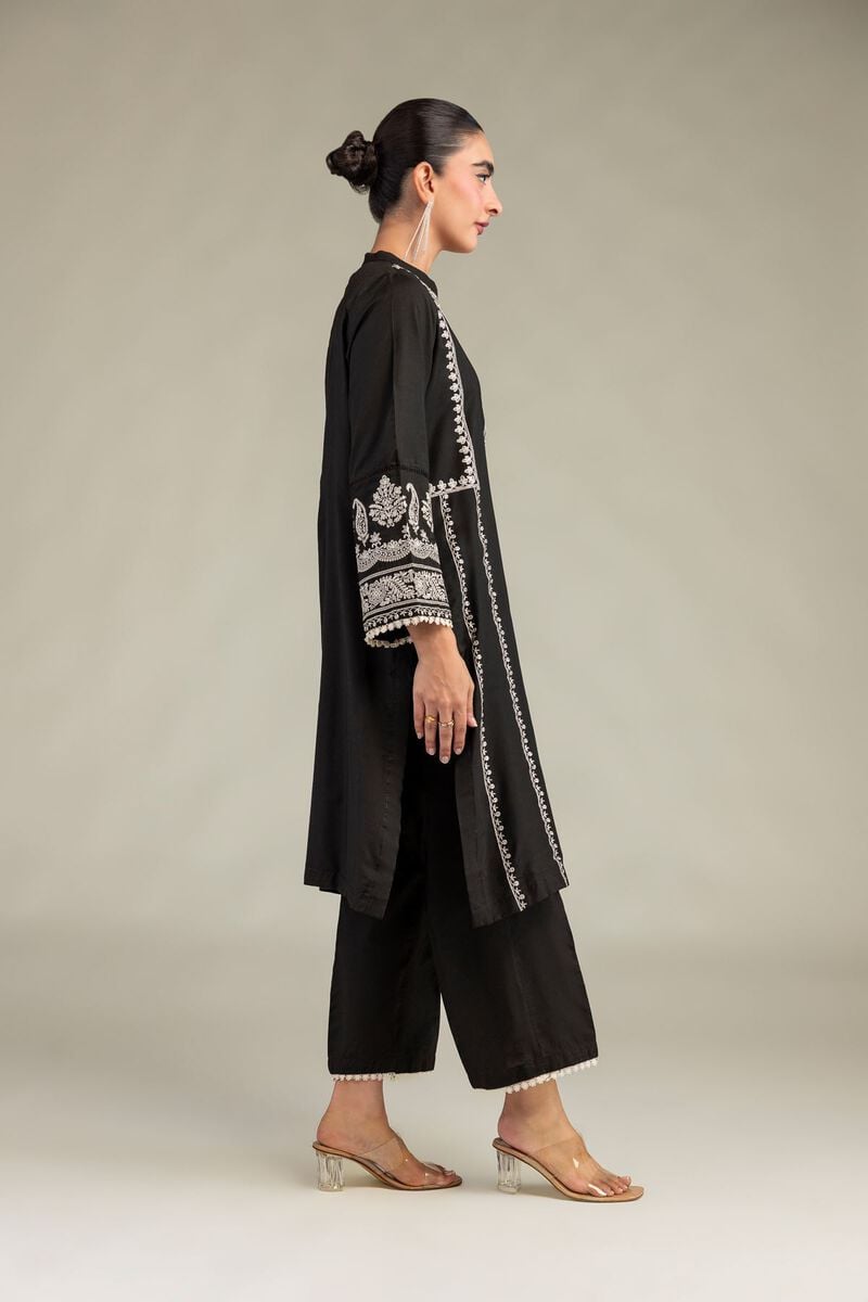 Printed | Raw Silk | Black Silk Pants | USD 30.00