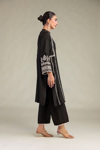 Printed | Raw Silk | Black Silk Pants | USD 30.00
