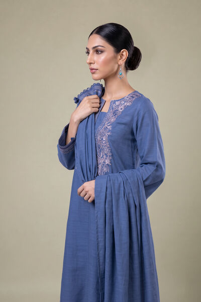 Embroidered | Light Khaddar | Blue Khaddar Dupatta | USD 35.00