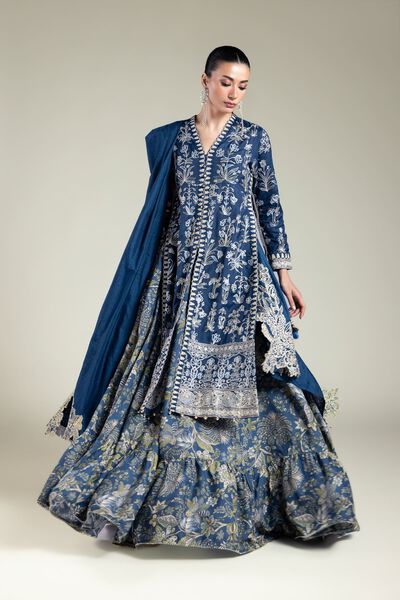 Embroidered | Raw Silk | Navy Silk Set | USD 180.00