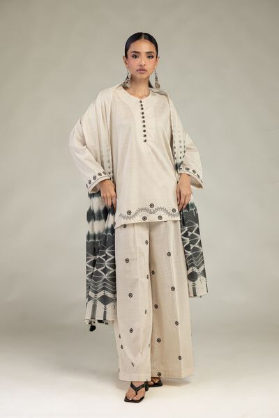 Textured Cotton | Embroidered | Textured Cotton Pants | USD 25.00