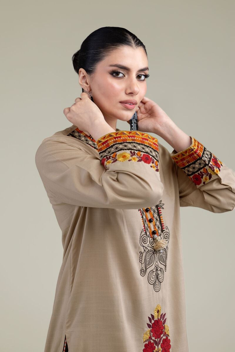 Embroidered | Raw Silk | Floral Silk Kurta | USD 45.00