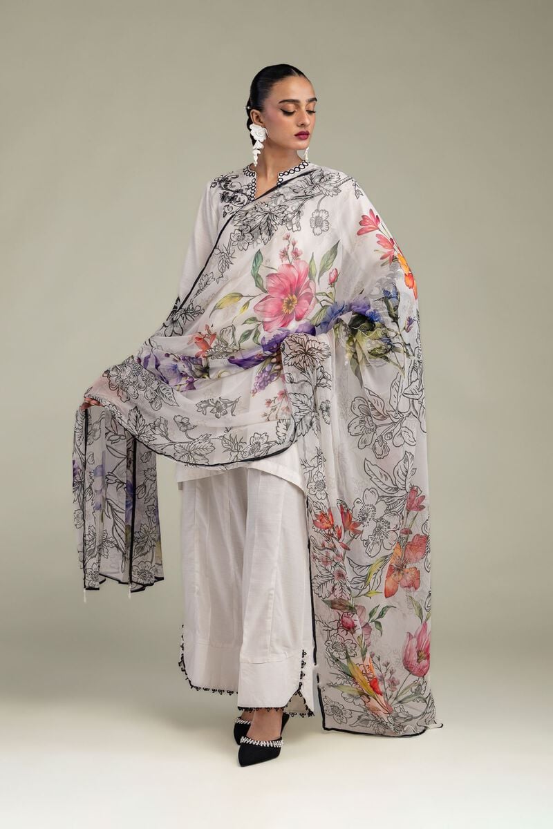 Embroidered | Chiffon | Floral Chiffon Dupatta | USD 30.00