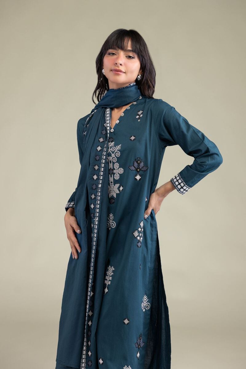 Embroidered | Lawn | Teal Lawn Dupatta | USD 30.00