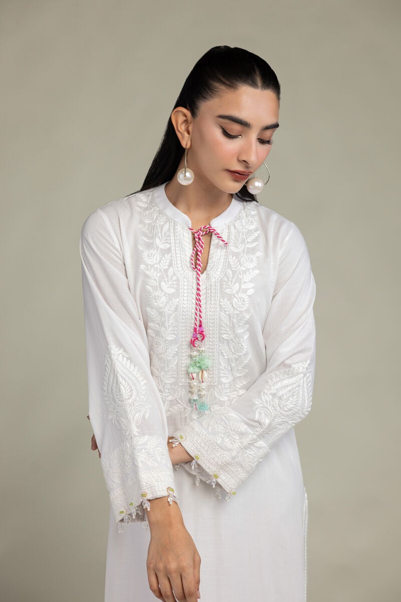 Embroidered | Raw Silk | White Silk Kurta | USD 60.00