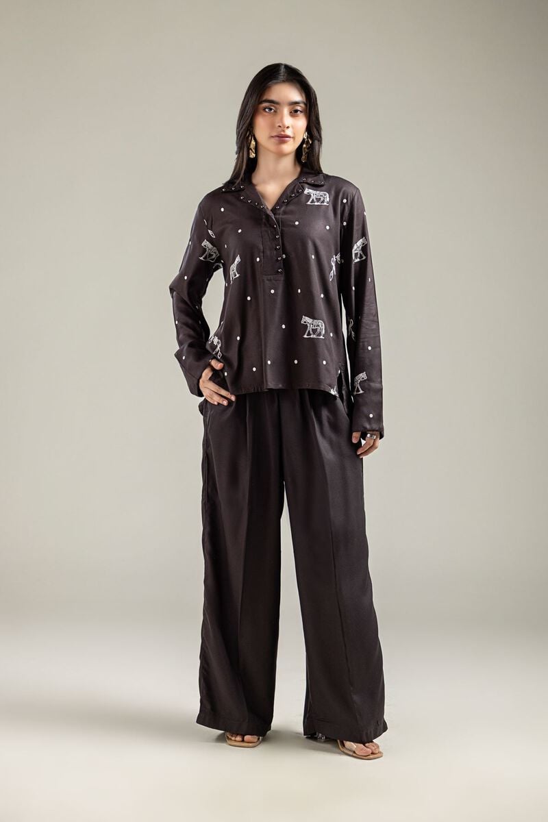 Embroidered | Viscose Crepe | Trousers | USD 30.00