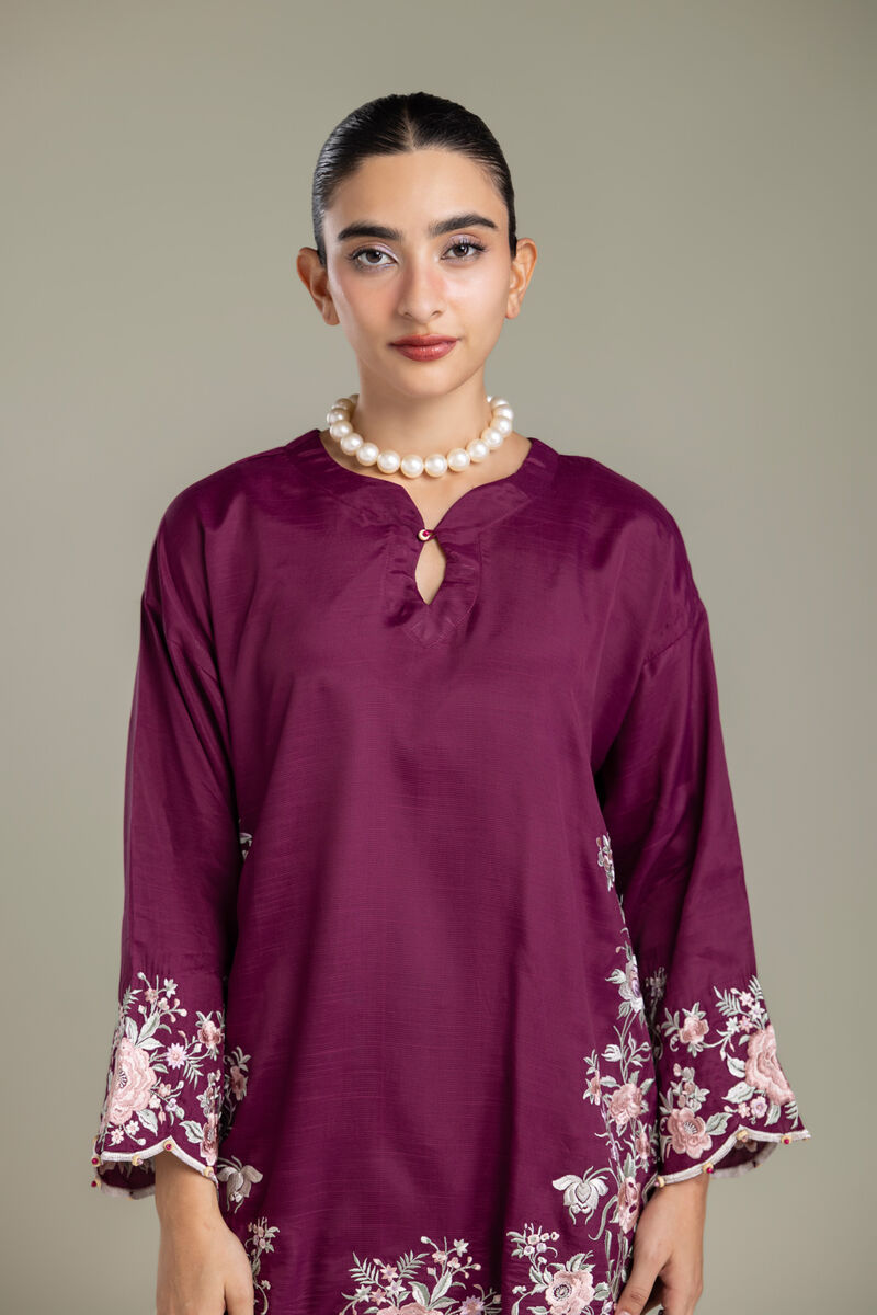 Embroidered | Raw Silk | Short Embroidered Kurta | USD 70.00