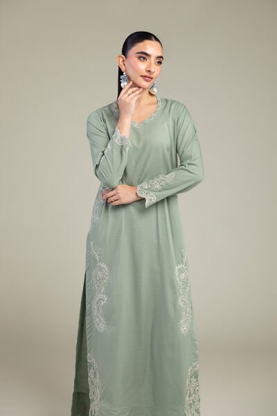 Embroidered | Raw Silk | Paisley Thread Kurta | USD 55.00