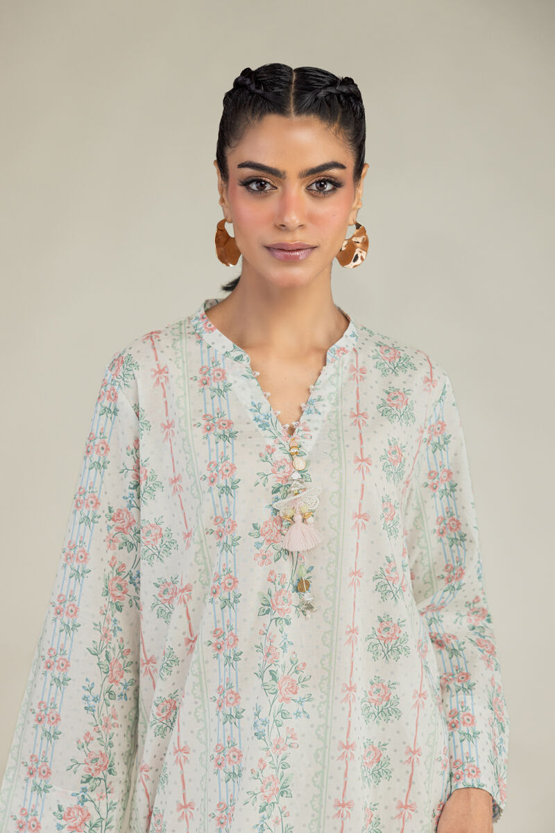 Printed | Cambric | Floral V-Neck Kurta | USD 35.00