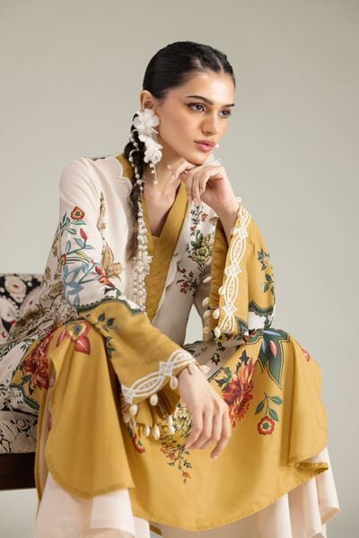 Embroidered | Raw Silk | Long Floral Kurta | USD 60.00