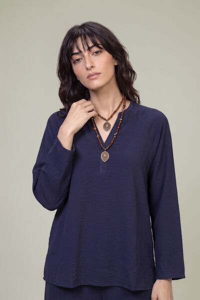 Dyed | Textured Georgette | V-Neck Solid Tunic | USD 40.00