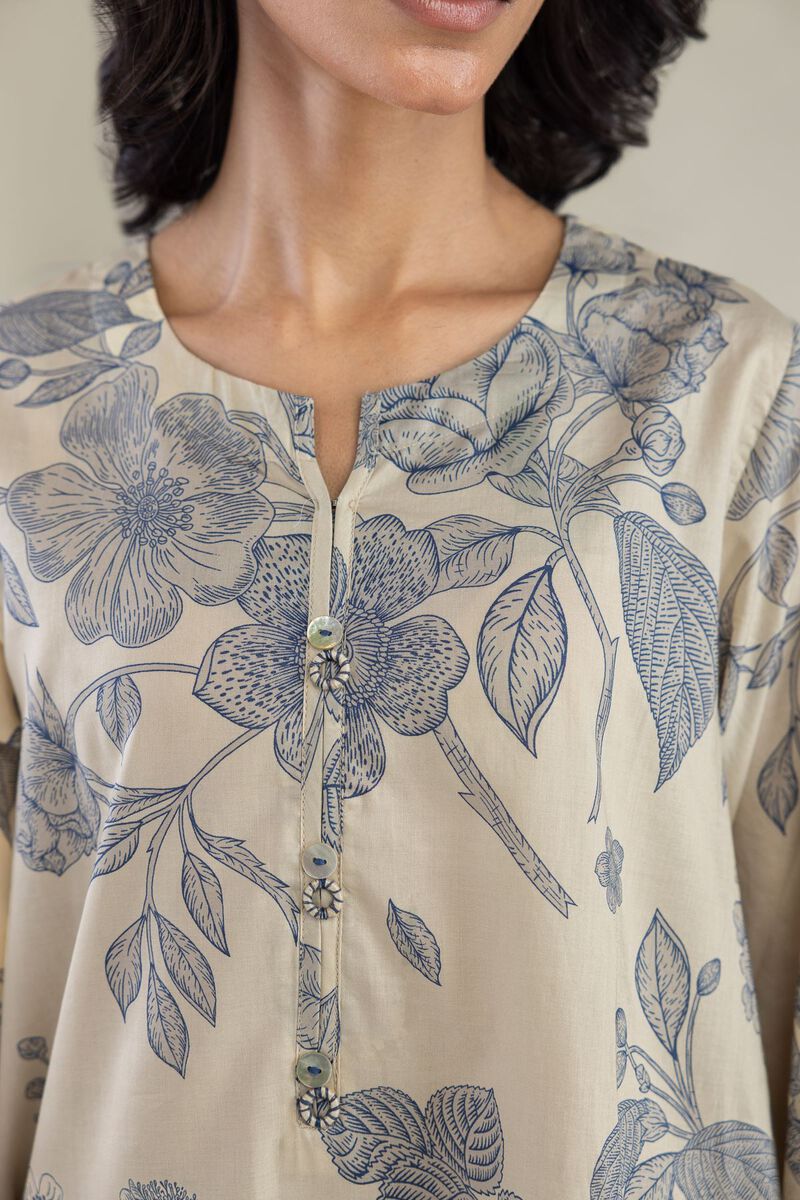 Embroidered | Cambric | Floral Longline Kurta | USD 35.00