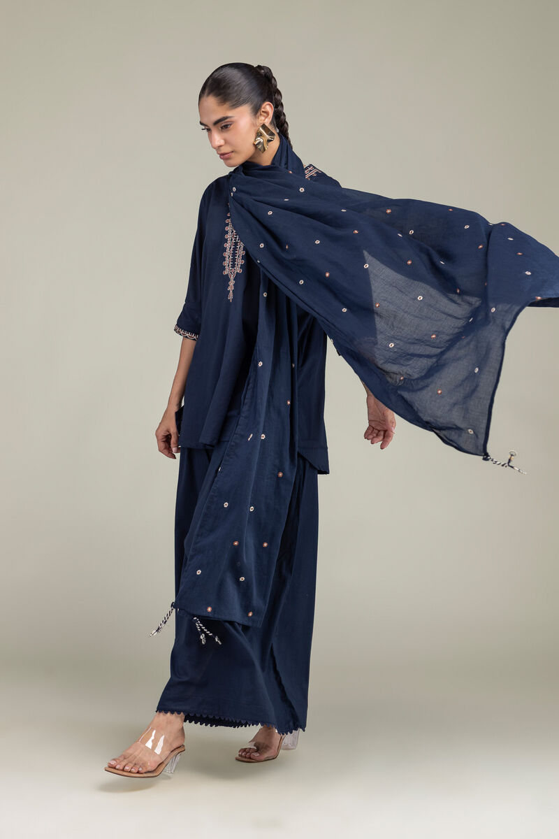Embroidered | Lawn | Lawn Navy Dupatta | USD 35.00