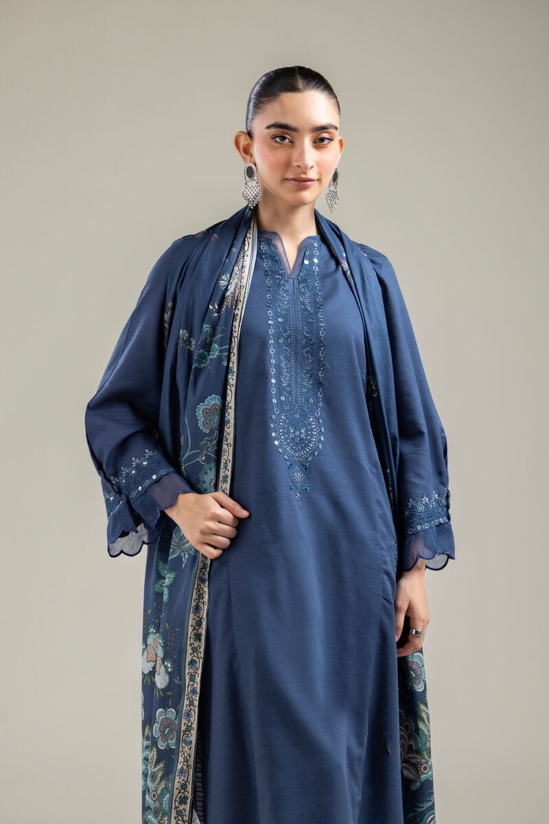 Embroidered | Lawn | Navy Lawn Dupatta | USD 25.00